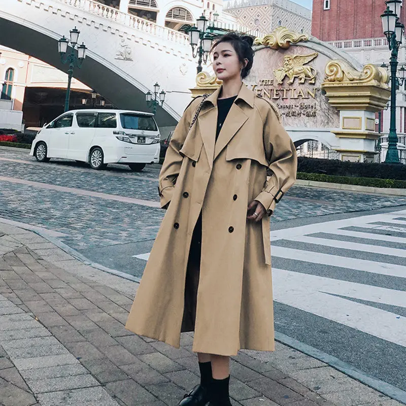 

Women's Windbreaker Autumn Winter New Popular Medium Long Korean Fashion Women Trench Coats Loose Overknee British Style Clothes