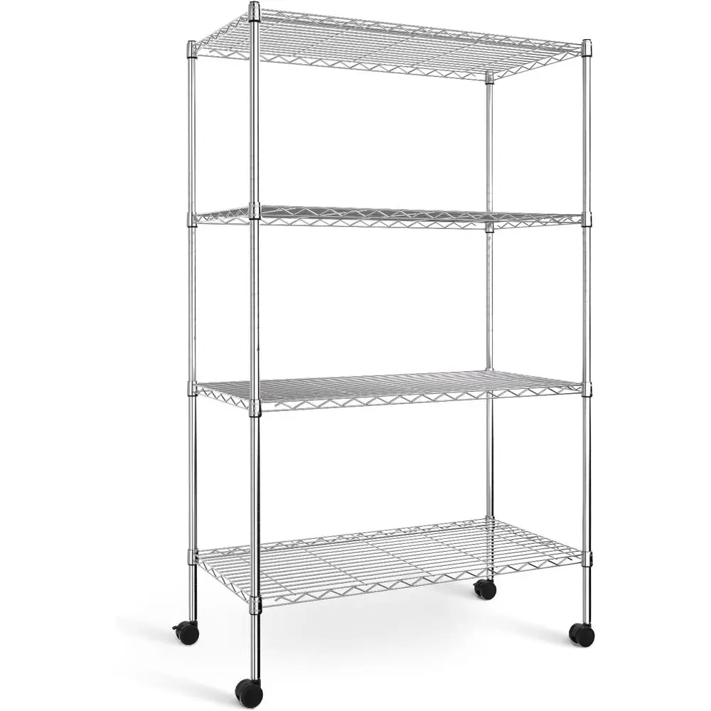 Heavy-Duty 4-Tier Chrome Shelving Unit, 35.83W x 13.98D x 53.94H, Holds 1000 Lbs