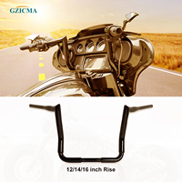 GZICMA Bagger Meathook Handlebar 1.5-inch Fat Bar 1-inch Clamp Black for Harley Touring 2007-2023 Street Glide Electra Glide CVO
