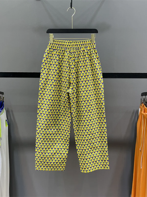 Calças de cintura alta reta perna larga casual estampa floral fena cintura alta etiqueta removida crimento confortável...