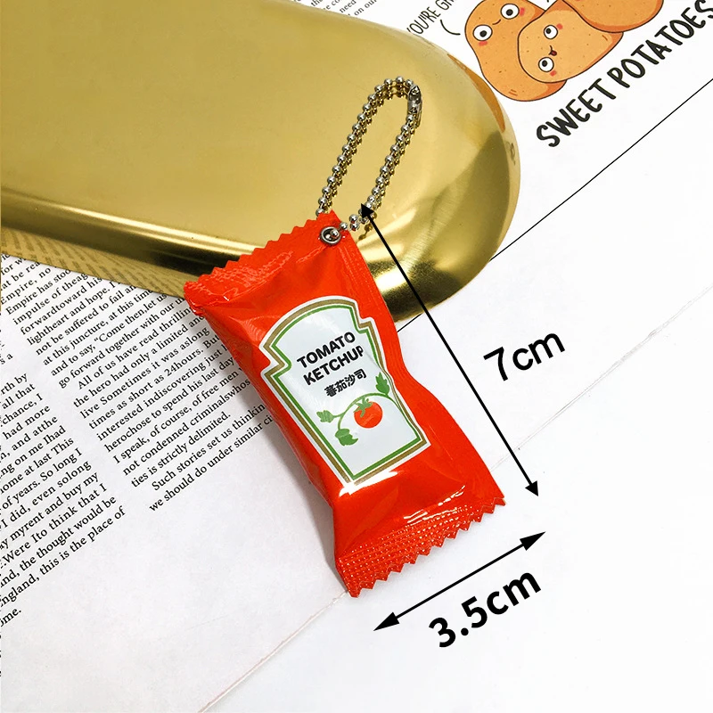 محاكاة كاتشب الطماطم المفاتيح مضحك الغذاء الصغير اللعب كاتشب حقيبة قلادة هاتف الإبداعية حقيبة اكسسوارات الديكور الهدايا