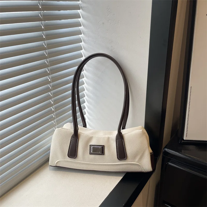 Vintage Thread Design PU Shoulder Bags for Women Simple Versatile Ladies Pillow Underarm Bag Portable Female Work Handbag Tote