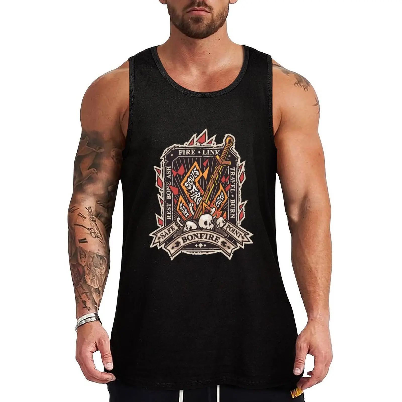 

Dark Bonfire Emblem with Curse Souls Color Tank Top T-shirt men Men's clothes luxury style Men's clothing