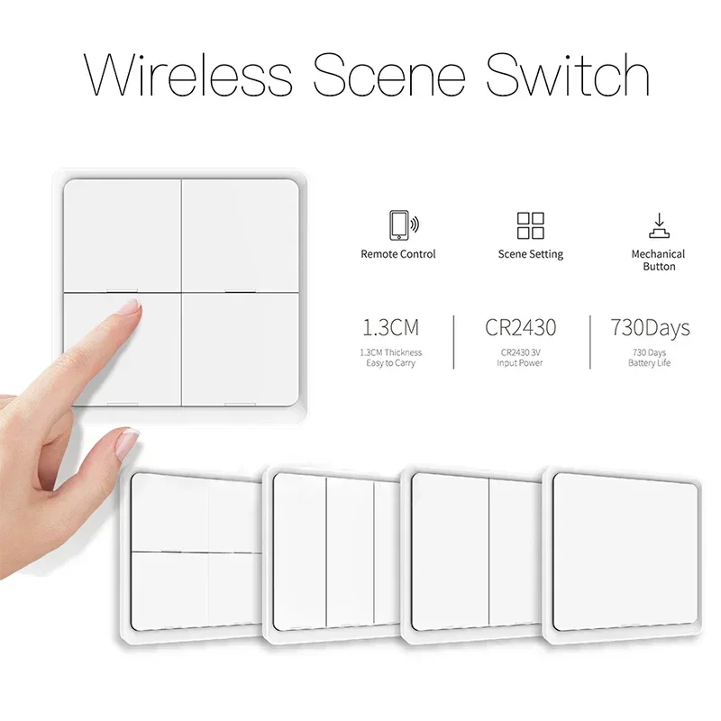 ZigBee 3.0 Tuya 1/2/3/4 Gang 3 6 9 12 Scenes Wireless Smart Scene Switch Push Button Automation Scenario Switch for Tuya Devices
