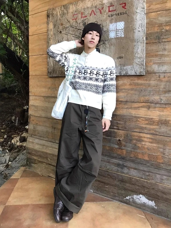 

Cisas Penguin American Fair Isle Henry Свитер с воротником ex Lazy Sle Высококачественный вязаный пуловер в стиле ретро Long Sve Warmth