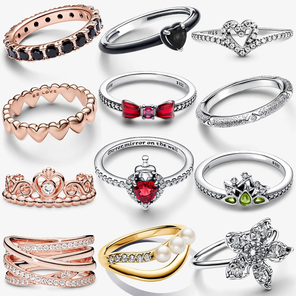 

2026 New 925 Silver Women's Sparkling Concealed Multi Loop Wrapped Love Crown Ring DIY Exquisite Charm Jewelry Gift