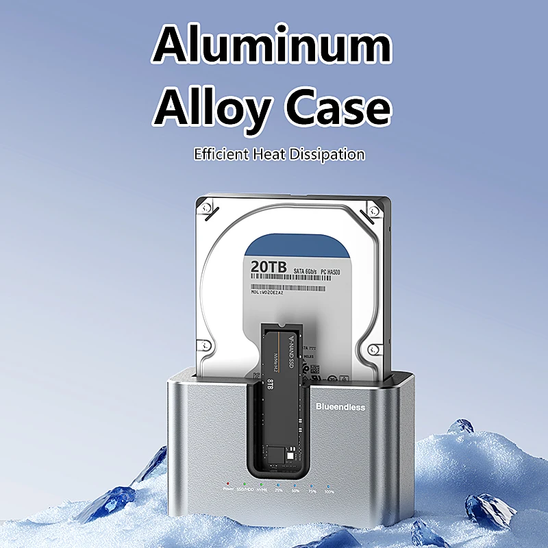 Blueendless offline Clone Function M.2 NVME to SATA 2.5 3.5 2.5/3.5 Inch SSD HDD Duplicator Docking Station Enclosure Adapter