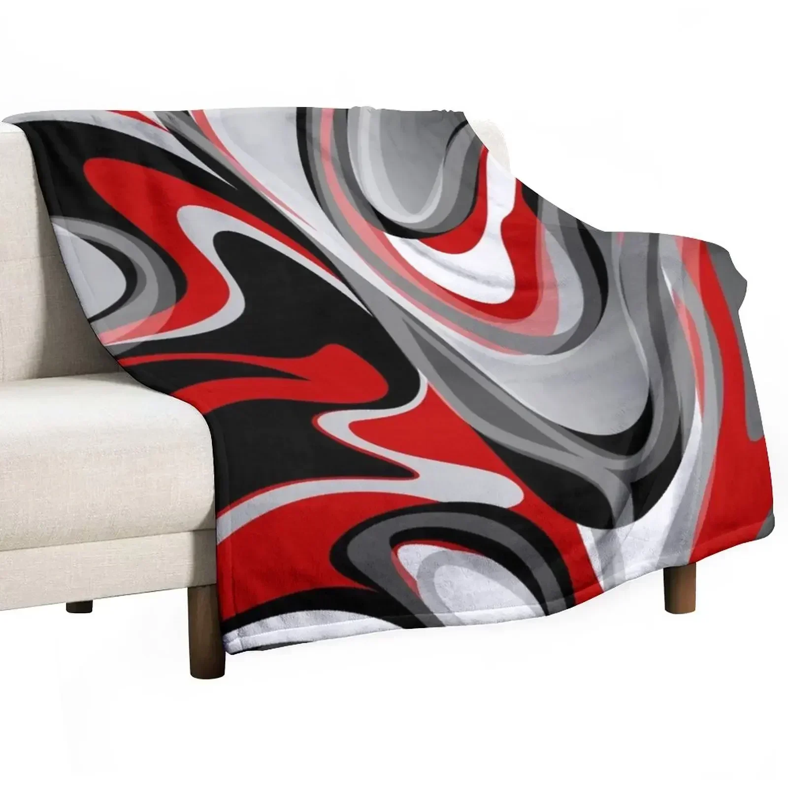 

Liquify - Red, Gray, Black, White Throw Blanket Furry Plaid Blankets