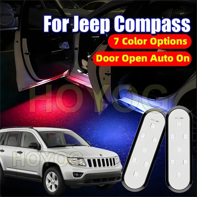 Fit for Jeep Compass 2010-2016 USB Rechargeable Car Door Welcome Light with a Magnetic Sensor for Puddle Lighting