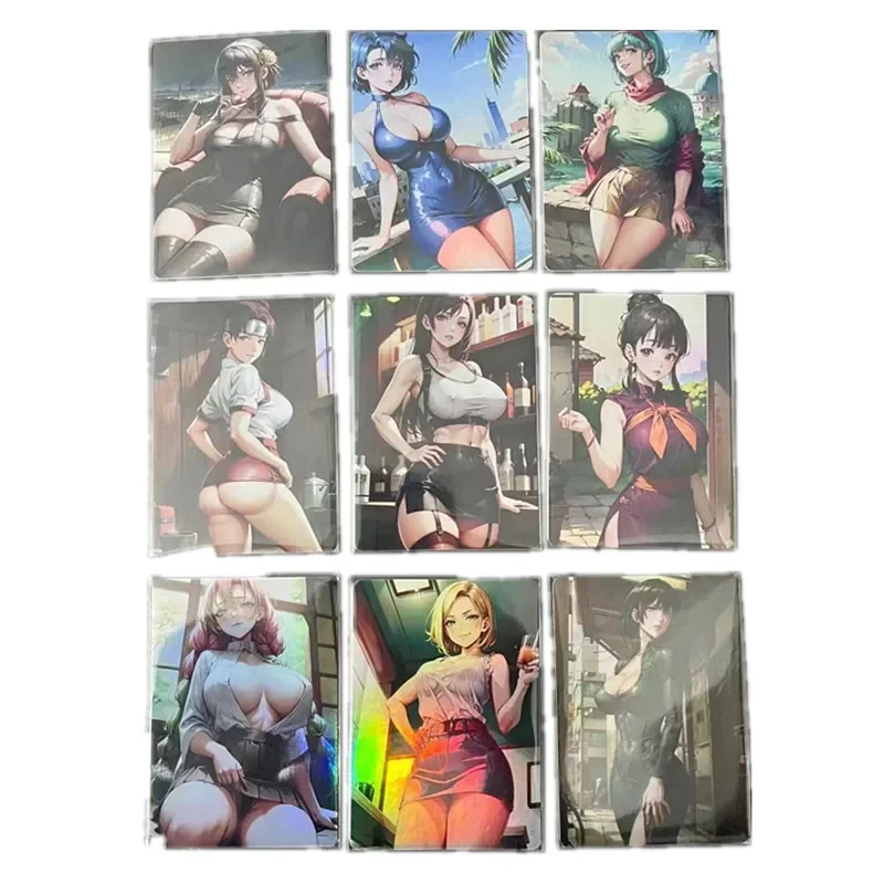 

9Pcs/set Anime Naruto Dragon Ball Android No. 18 Demon Slayer: One Punch Man ACG Heroine Sexy Nude Card Toy Gift Collection Card
