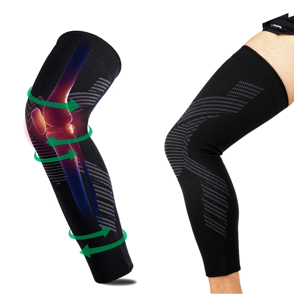 1pc Full Leg Copper Compression Sleeves for Men And Women Long Knee Brace Support for Basketball, Running, Workout, Cycling