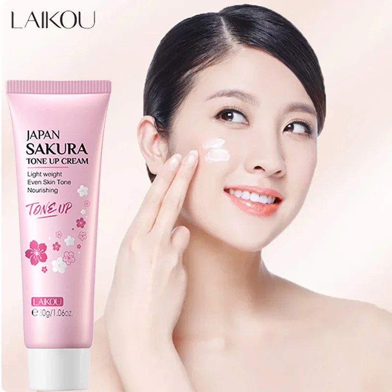 LAIKOU Cherry Blossom Suyan Cream Moisturizing Lazy Face Cream Tone up Brighten Skin Care Products Waterproof Sweatproof 30g