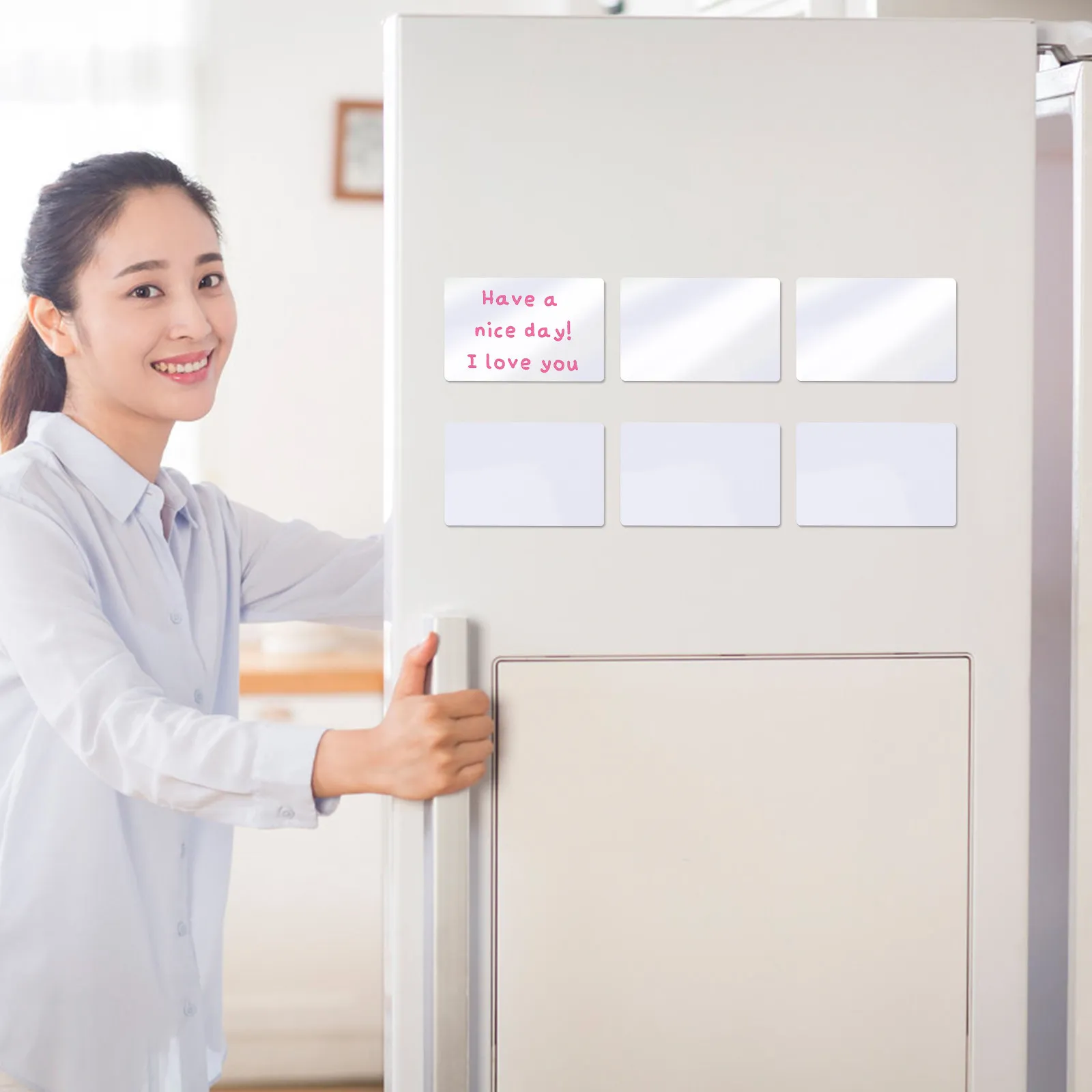 

6Pcs Rectangle Magnetic Whiteboard A5 Dry Erase Writeable Board for Personalized Messages Lists Plans in Office Home Kitchen