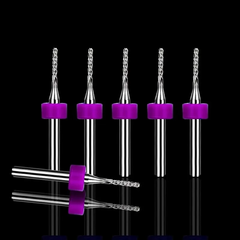 Left Spiral PCB Milling Cutter Set 1.0-3.0 Carbide End Mill 10pcs Router Bit for PCB Machine Milling Tools
