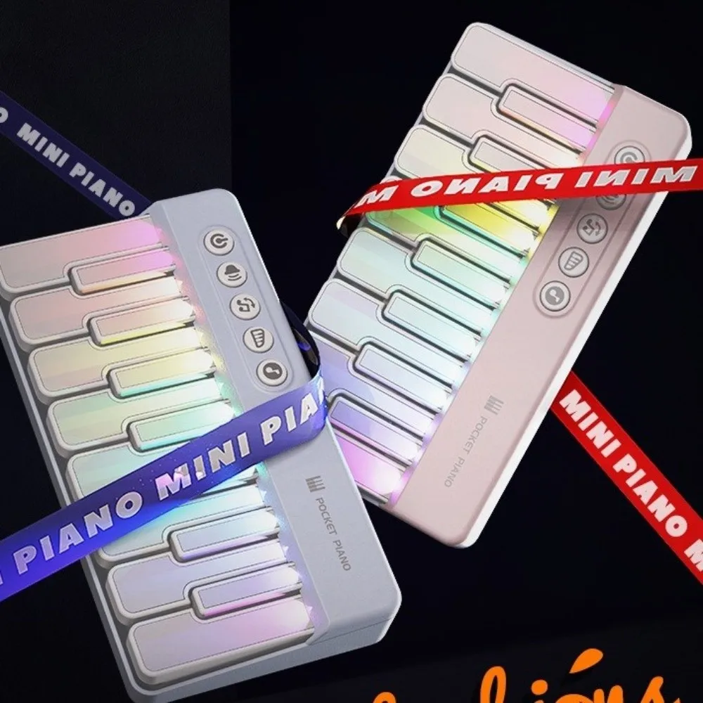 Luci arcobaleno Bambini Mini giocattolo per pianoforte Interattivo Principiante Apprendimento Strumento musicale Giocattoli per l'apprendimento Tastiera per pianoforte Regalo di compleanno