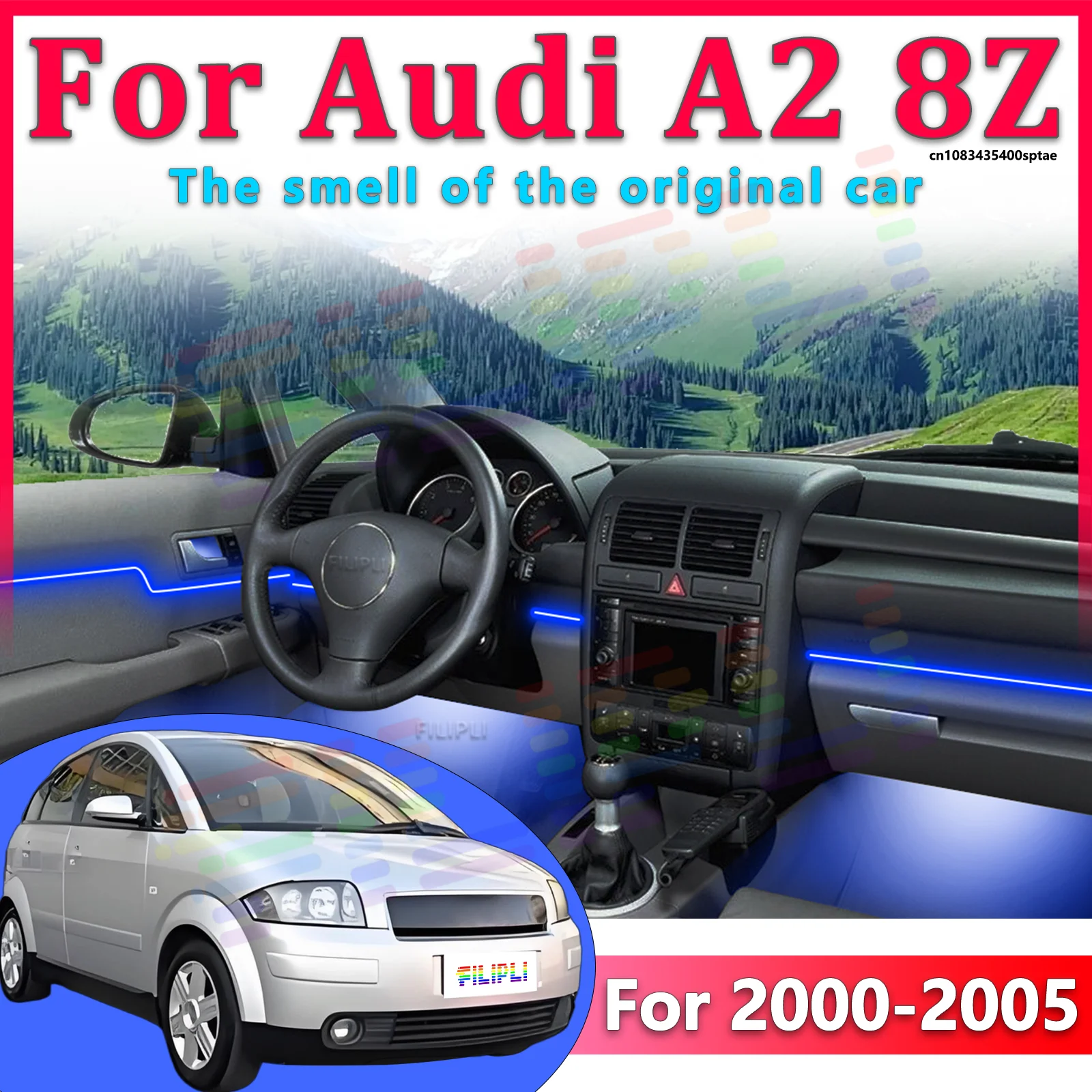 

Для Audi A2 2000-2005: Светодиодная RGB-лента для интерьера автомобиля, оптоволоконная неоновая невидимая атмосферная подсветка, декоративная лампа с управлением через приложение