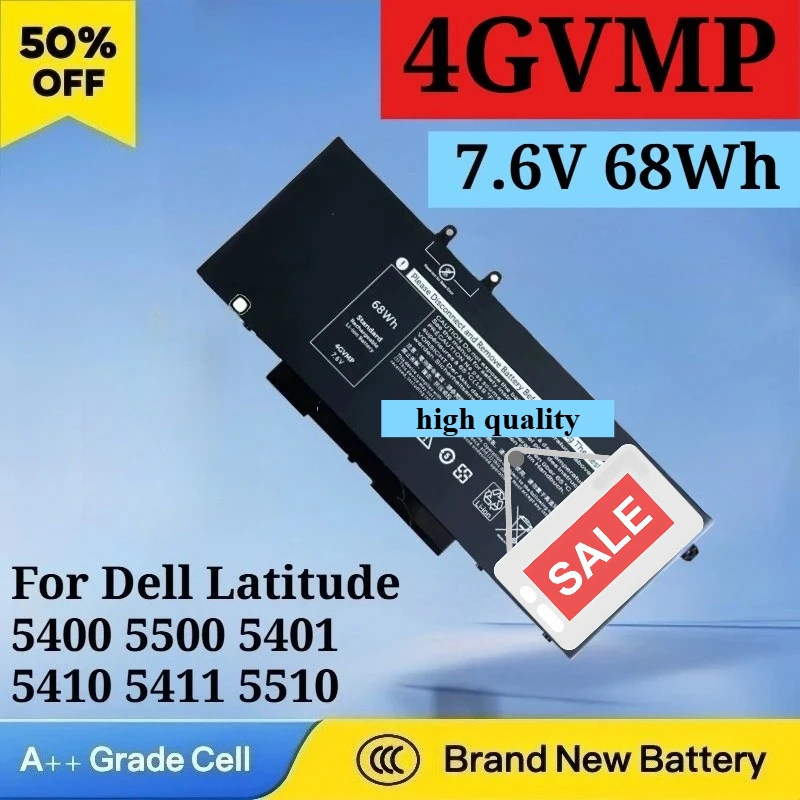 

7.6V 68Wh New 4GVMP Laptop Battery for Dell Latitude 5400 5500 5401 5410 5411 5510 5511 5501 P84F P42E R8D7N 1V1XF C5GV2