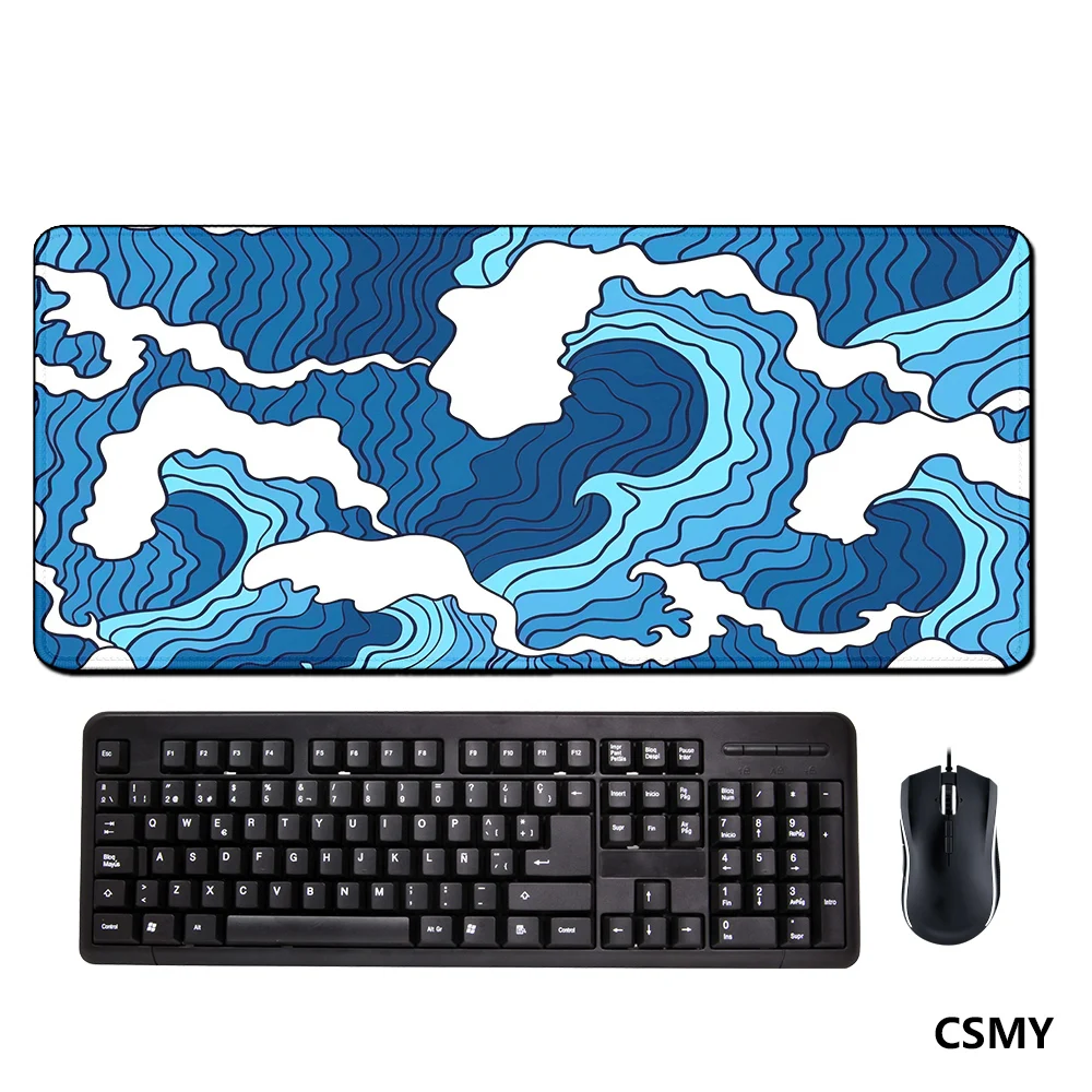 Japanese Blue White Great Wave Gaming Mouse Pad Laptop Gamer Mousepad One Piece Japanese Mat Mouse Carpet Alfombrillas De Ratón