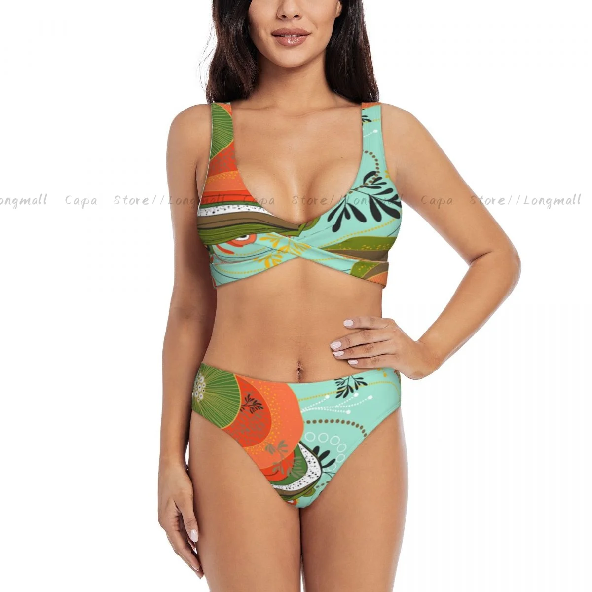 Damskie bikini zestaw abstrakcyjny kwiatowy Funky tekstura strój kąpielowy Push Up damskie stroje kąpielowe strój kąpielowy