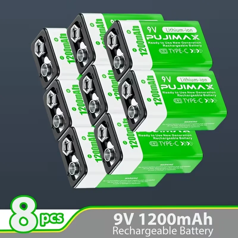 Co Detector Plug - PUJIMAX 8/4pcs 9V 1200mAh rechargeable lithium