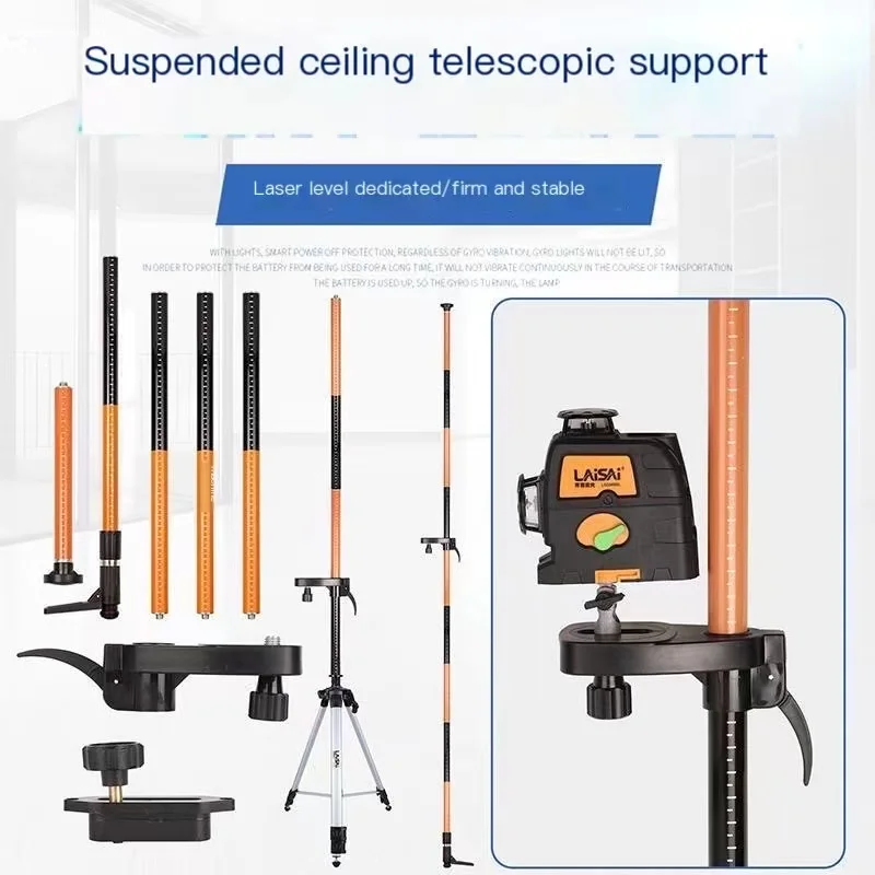 Imagem -03 - Nível Laser Estenda Suporte Levantamento Rápido Telescópica Teto Pólo Suporte Suporte para Nivelamento a Laser 3d 3.36m 4.8m 5.4m 8