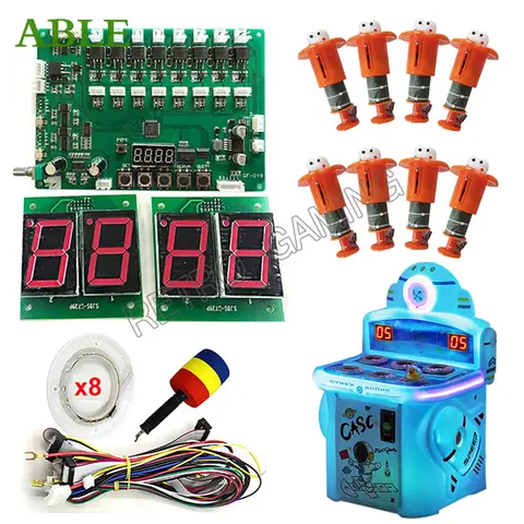 아케이드 어린이 게임 DIY 키트 개구리 햄스터 타격 돼지 게임기, 마더보드 와이어 하네스 해머, LED 조명 링 캐비닛