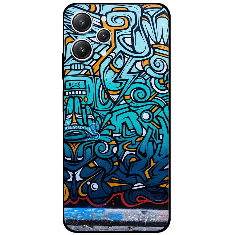 For Xiaomi Redmi 12 4G Case Redmi12 Cool Painted Silicone TPU Soft Cover for Xiaomi Redmi 12 Cases Black Protective Phone Shells