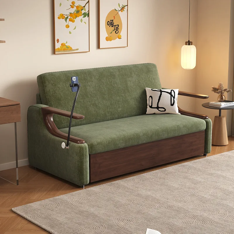 

TT Многофункциональный диван-кровать из цельного дерева, складной, двойного назначения, встроенная, для маленькой квартиры, гостиной, квартиры, среднего древнего цвета