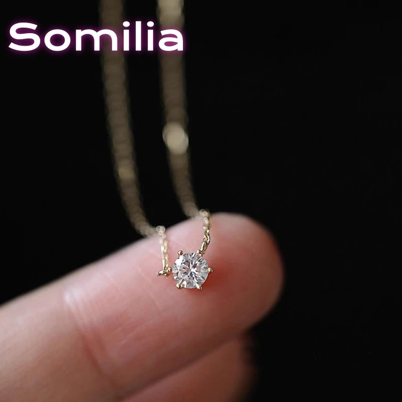 Somilia-Fashion 100% 925 Sterling Silver Necklace For Women 18K gold Plated 5A Zircon Pendant Necklace Real Money Fine Jewelry