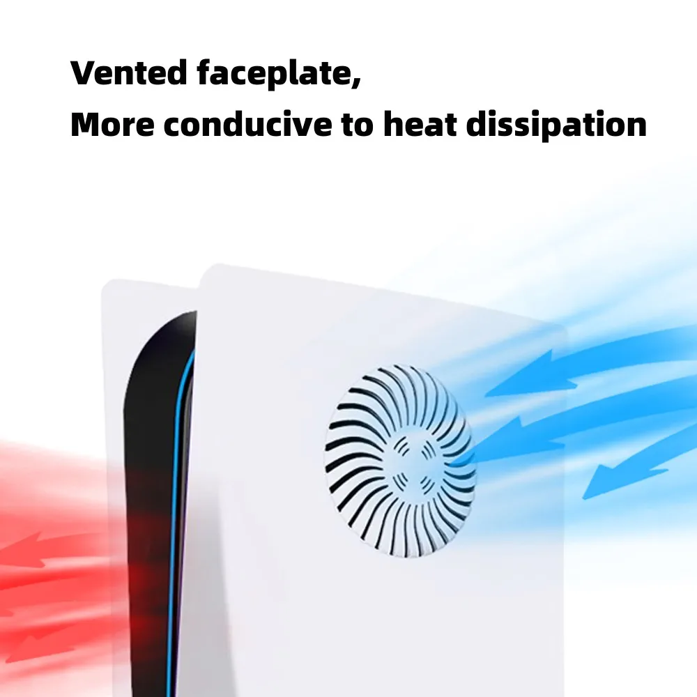 Penutup Pengganti untuk PS5 dengan Pelat Wajah Ventilasi Kipas untuk Cakram/Edisi Digital ABS Cangkang Pelindung Anti Gores Tahan Benturan Keras