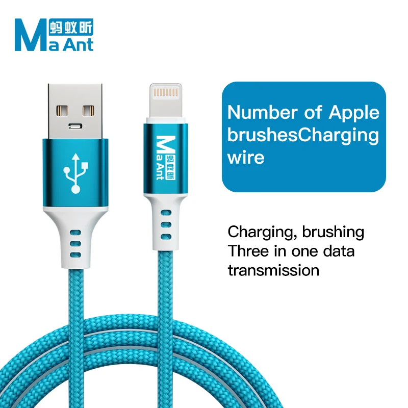 MaAnt 3in1 USB Data Flashing Charging Cable Support Iphone/Ipad/Ipod Automatic Recovery Lightning Mode Data Transmission Line