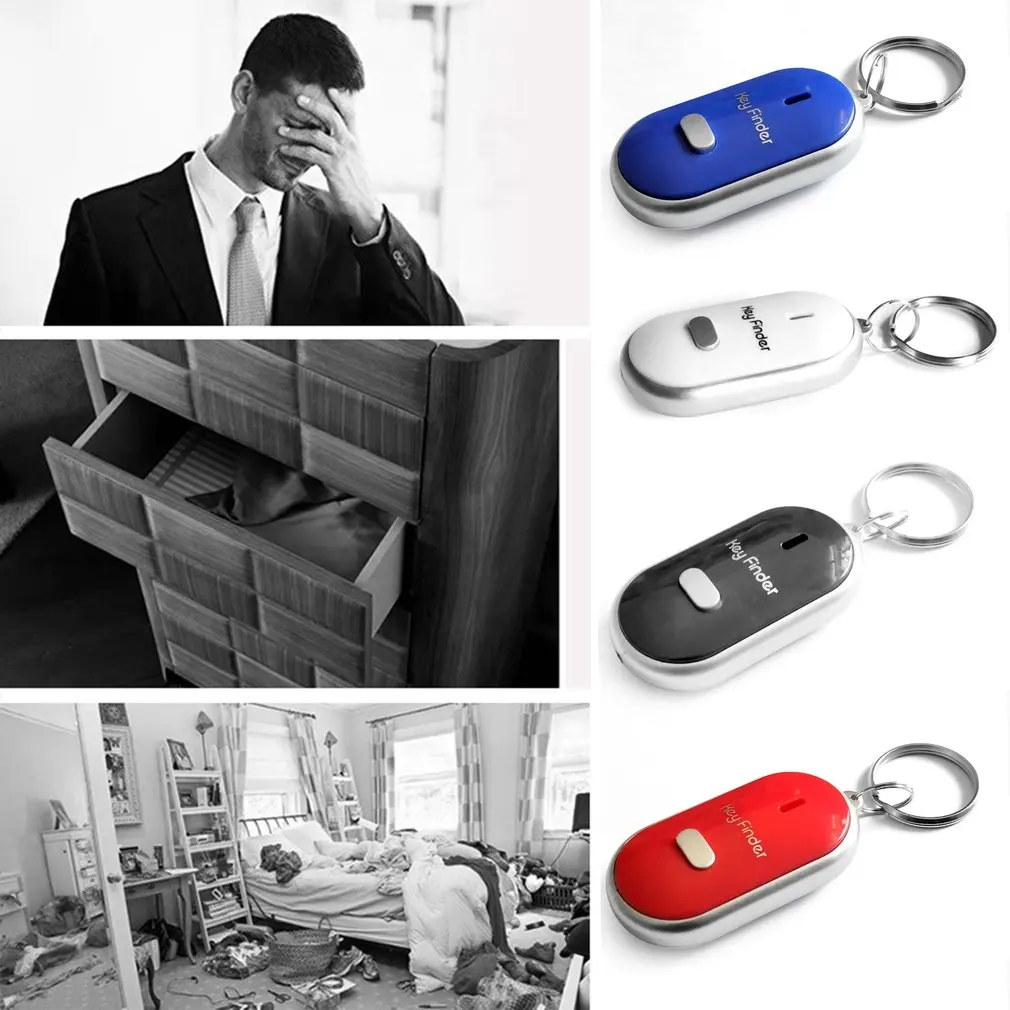 LED Smart Key Finder ควบคุมเสียงนาฬิกาปลุก Anti-Lost แท็กเด็กกระเป๋าสัตว์เลี้ยง Locator ค้นหาคีย์เซ็นเซอร์พวงกุญแจ Tracker Dropshipping