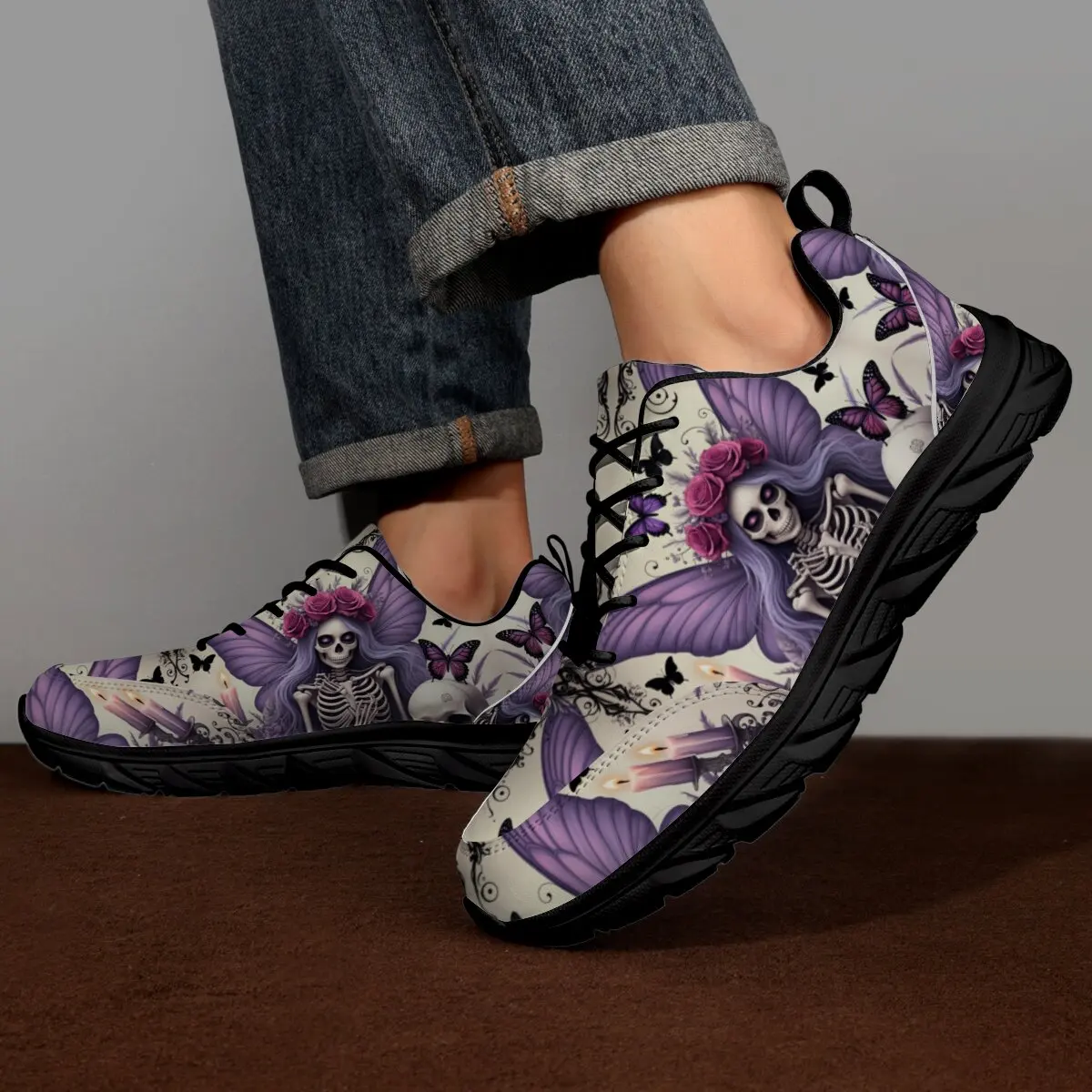 

Parent-child Shoes Two-color Soft-soled Lightweight Cartoon Flying Woven Rabbit Halloween Skeleton Dark Style Casual Shoes