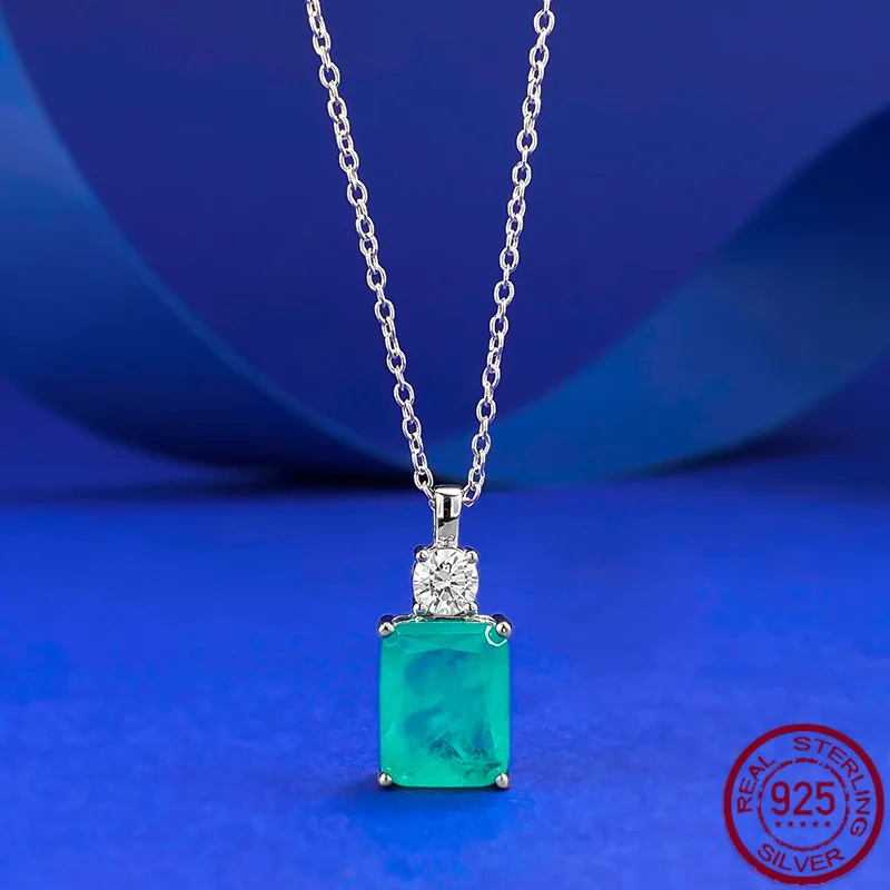 

Новый кулон Параиба, серебро S925, ожерелье 8*10, европейская и американская мода, хит продаж, свадебные украшения