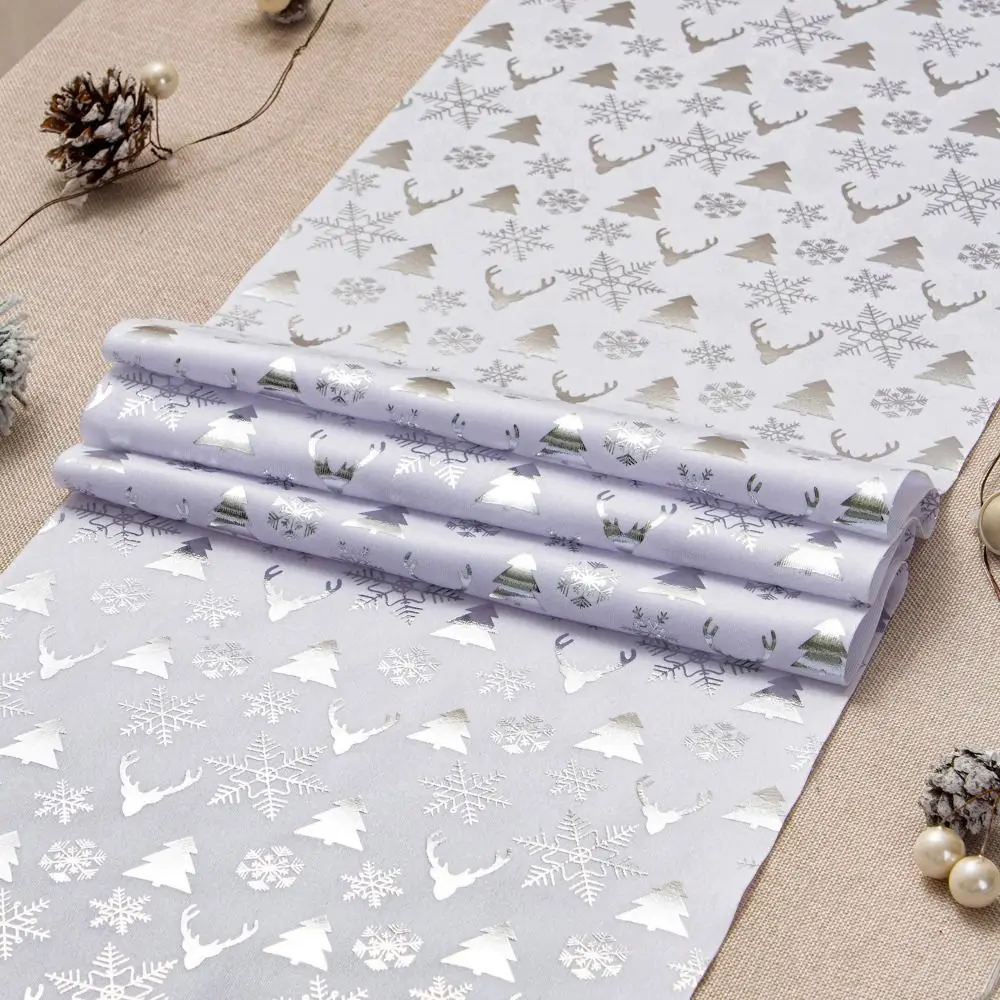 

Holiday Style Polyester Christmas Tablecloth Home Supplies Navidad Runner Snowflake Printed Cover Home Decor
