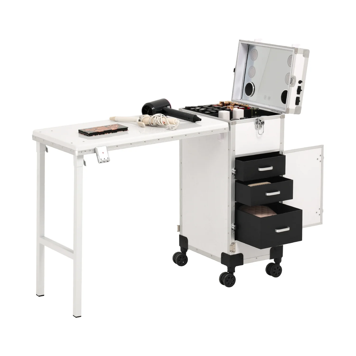 

Новый розовый косметический кейс, с вышивкой в стиле боди-арта, высококачественный косметический кейс на колесиках, для хранения косметики, профессиональный органайзер.