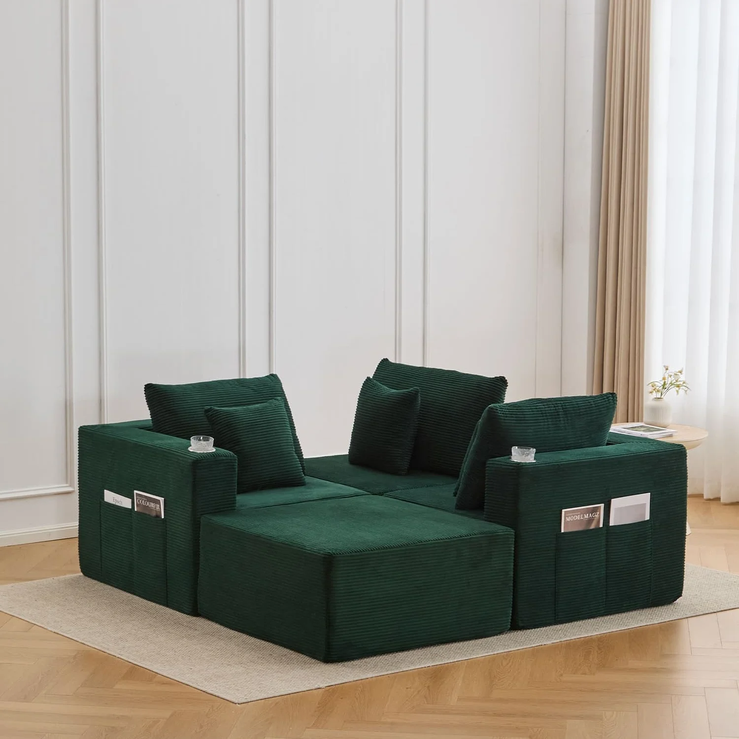 Luxury home office furniture vacuum packaging living room corduroy compression combination sofa bed