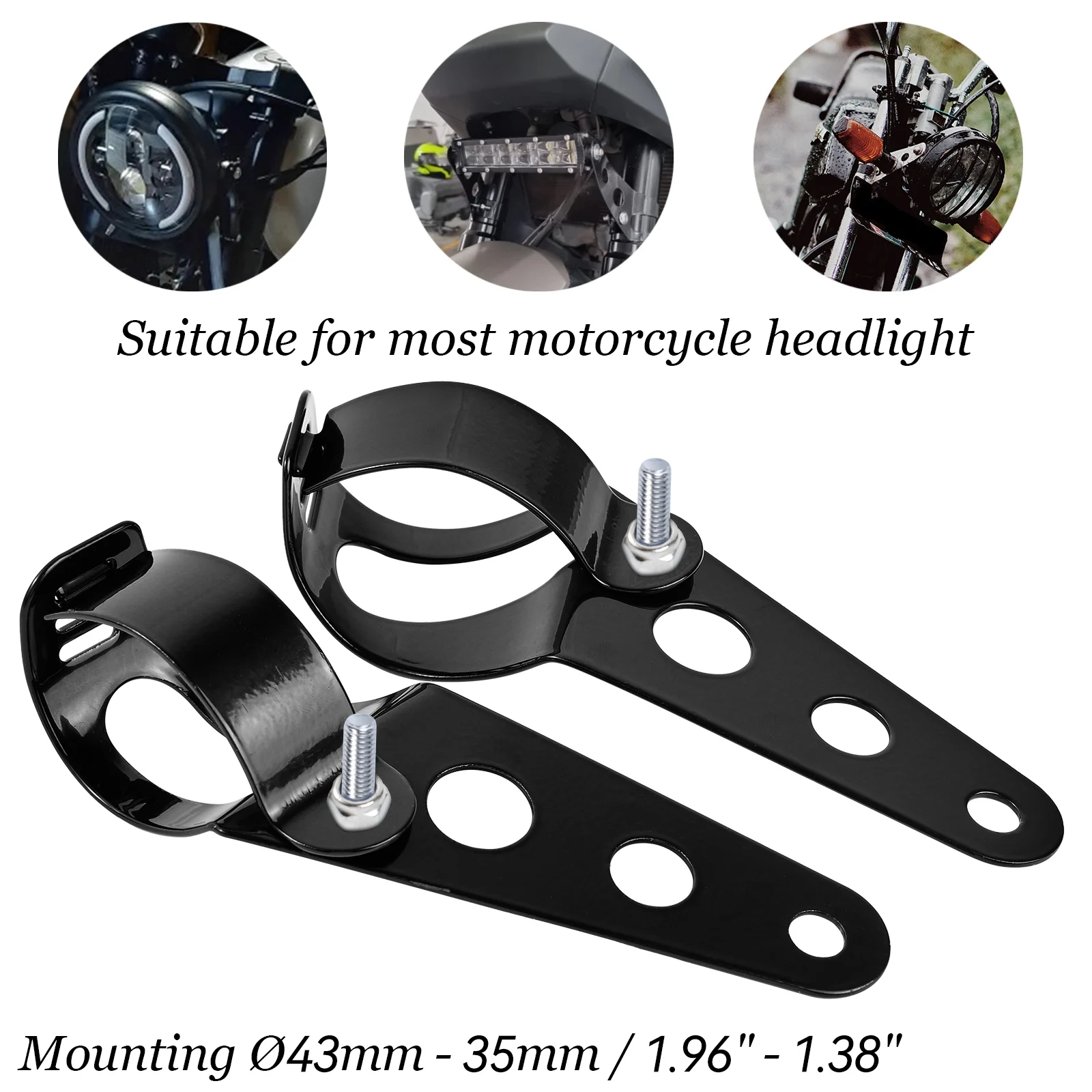 Universal Headlight Bracket Chopper Head Lamp Bumper Mounting Fork Support Holder 35mm-43mm 1.38