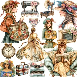 20Pcs/Pack Vintage Girl Sticker DIY Craft Scrapbooking Album Junk Journal Decorative Stickers