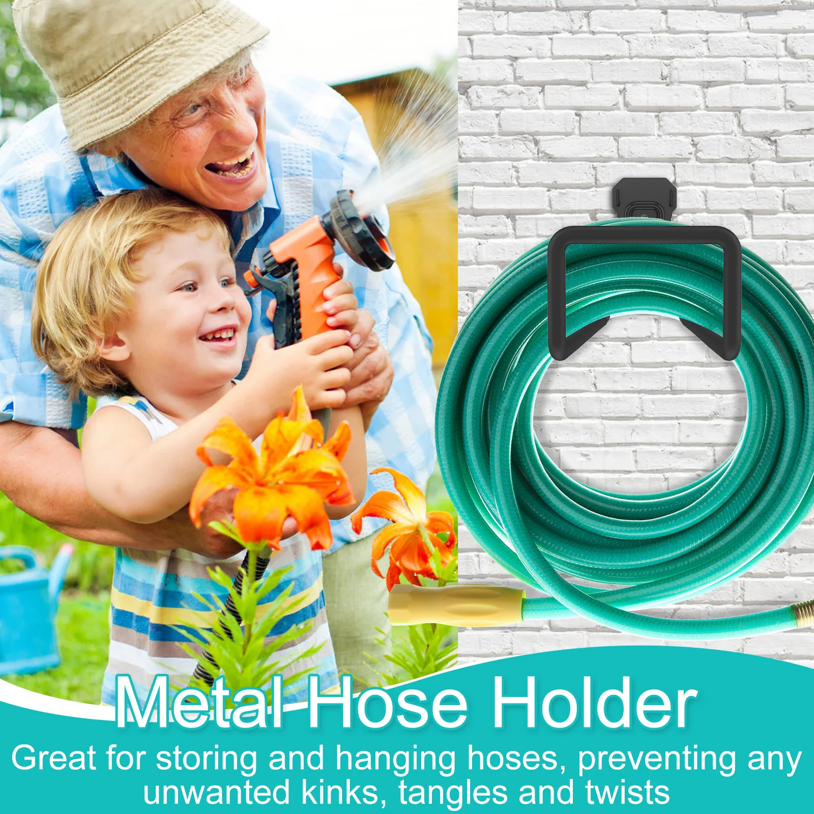 Metal Hose Holder Garden Hose Holder Wall Mount Heavy Duty Hose Stand Organizer Garage Hook Sturdy Storage Bracket Corner Shelf