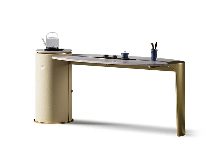 Golden branches and jade leaves, large flat balcony kung fu tea table, light luxury office, solid wood