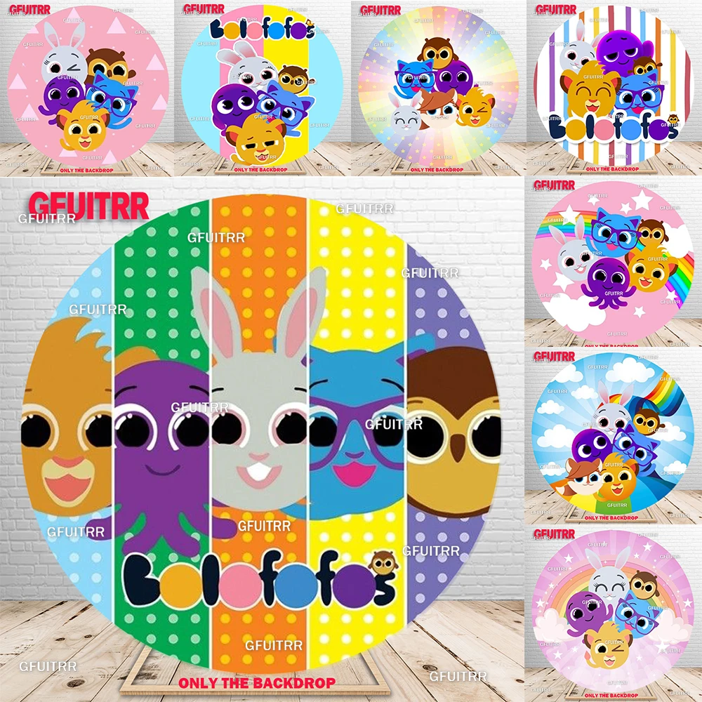 Bolofofos صورة خلفية دائرة التصوير خلفية الاطفال حفلة عيد ميلاد ديكور الكرتون جولة غطاء الديكور استحمام الطفل