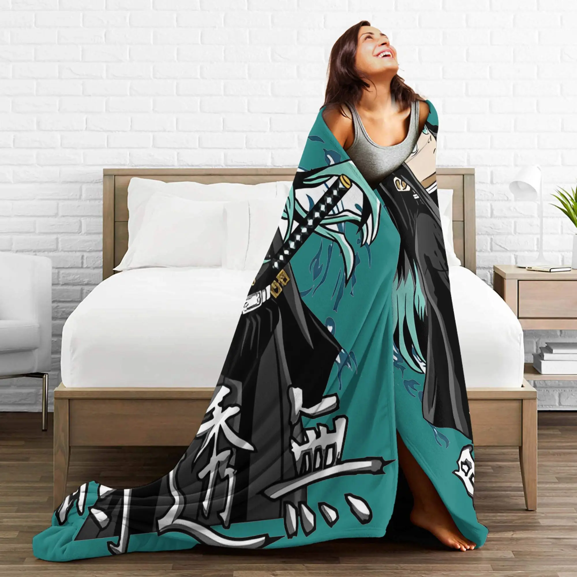 بطانيات Muichiro Tokito من الصوف بطانية رمي رائعة قابلة للتنفس لصالة الفراش في الخريف/الشتاء، #6