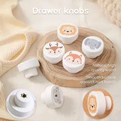 1Set Round Wooden Drawer Knob Cartoon Animal Rainbow Cloud Dresser Knob Baby Cupboard Furniture Drawer Pulls Handles with Screws