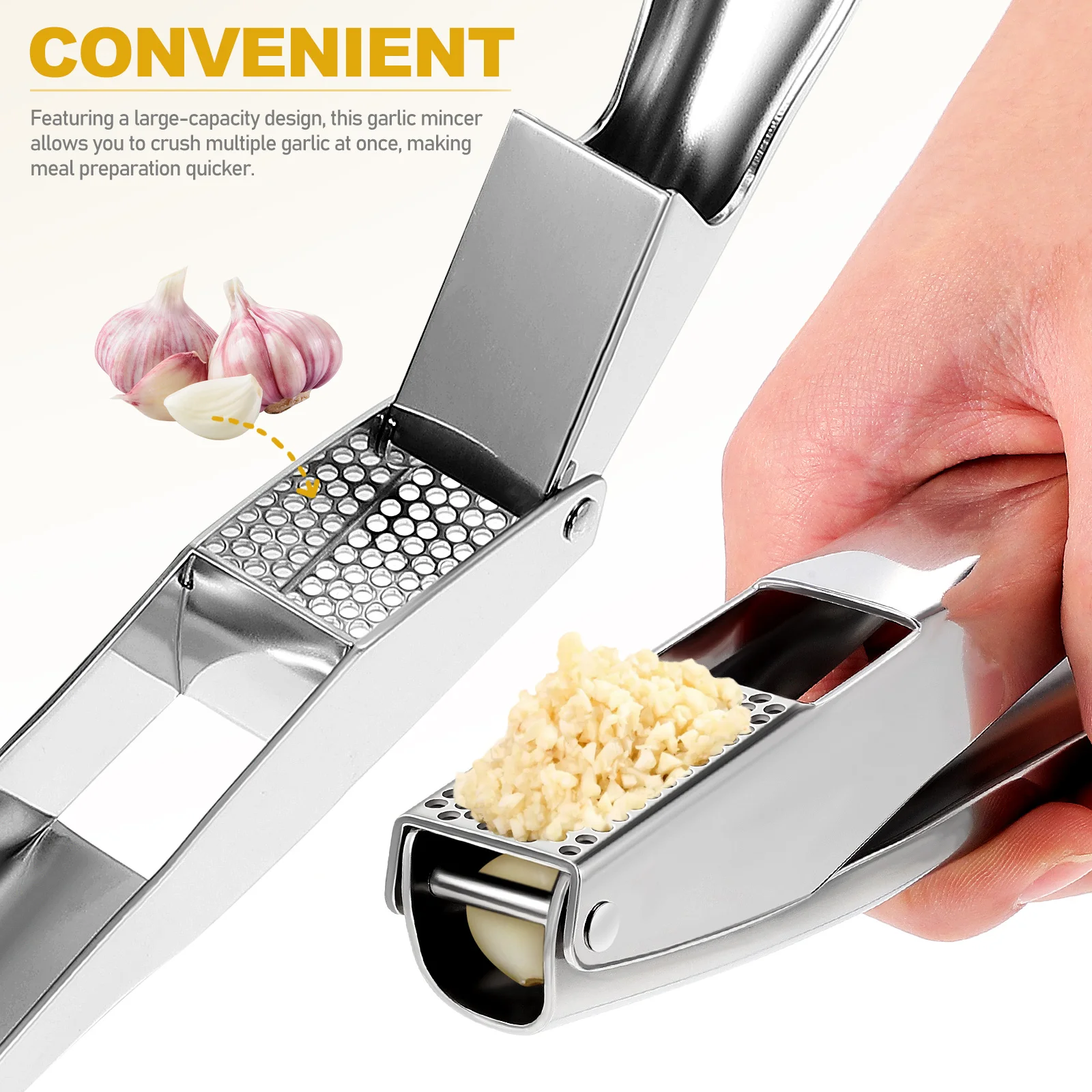 Garlic Press Mincer Chopper Minced Tool Peeler/Garlic Masher Sus304 Veggie Crusher