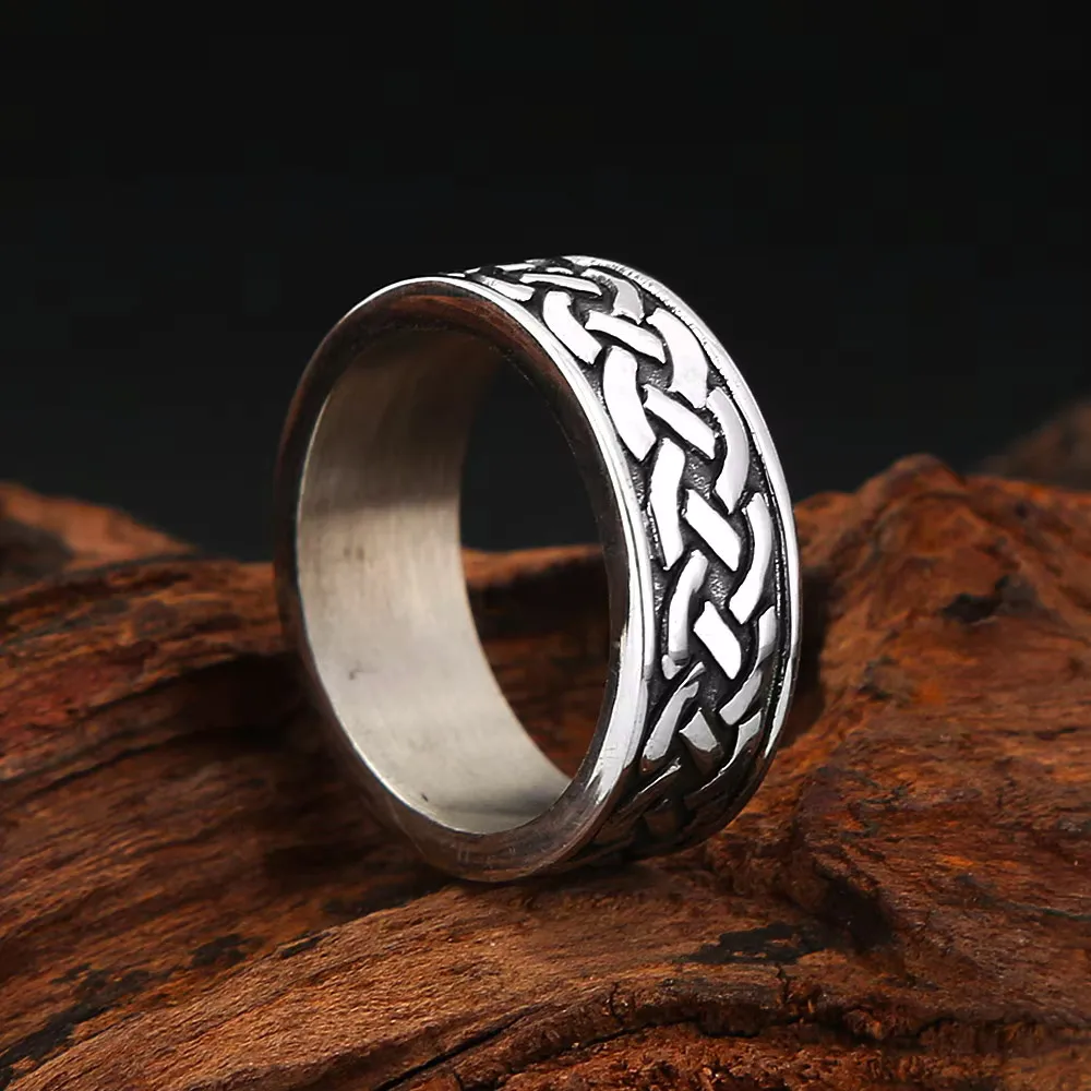 Vintage Celtic Knot Stainless Steel Ring Retro Irish Viking Knot Gothic Fashion Jewelry Unisex Accessories Outdoor Street Outfit