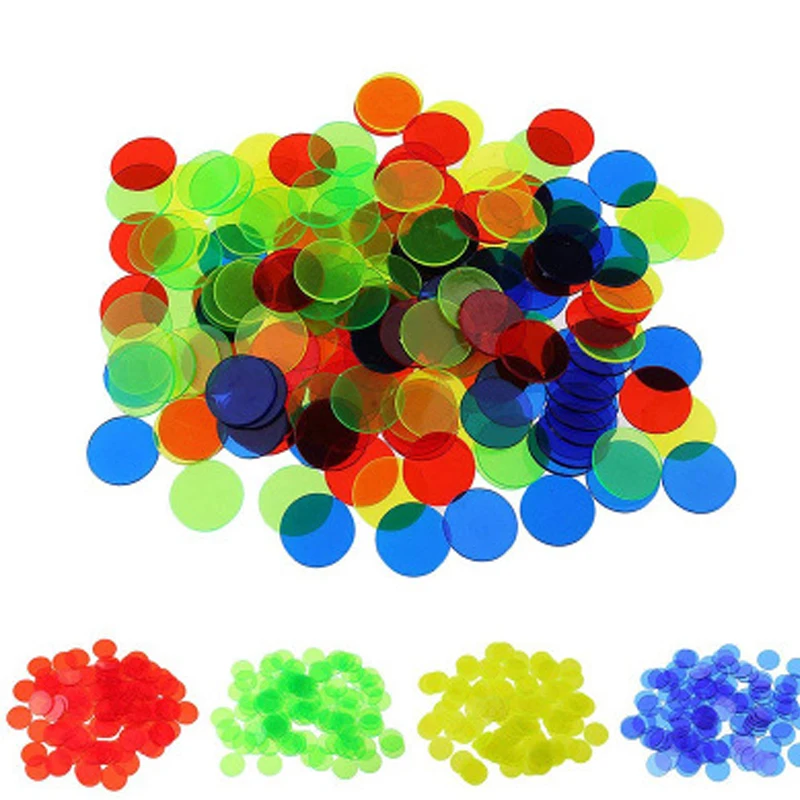 Bingo Chips Marcadores Cartões De Jogo, Cartões De Plástico Para Crianças De Sala De Aula E Carnaval, 100PCs, 19mm Contagem