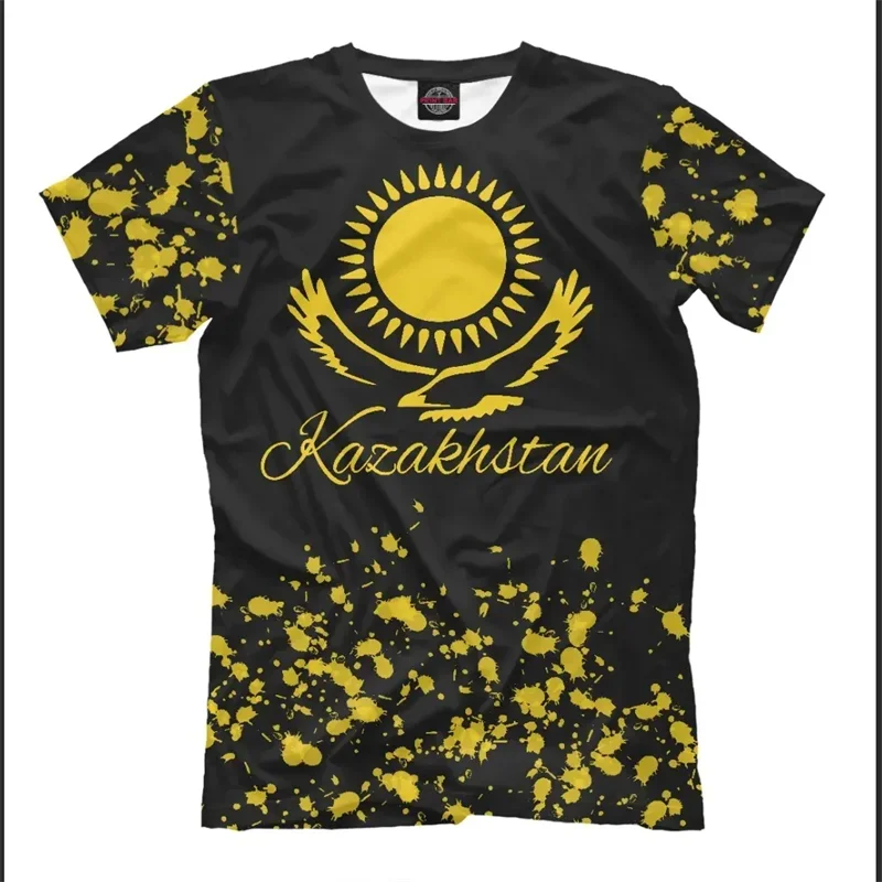 Kazakhstan Flag Graphic T Shirts Men Military 3D Printed T-shirt Classic O-Neck Oversized Women T Shirt Streetwear Mens Clothing