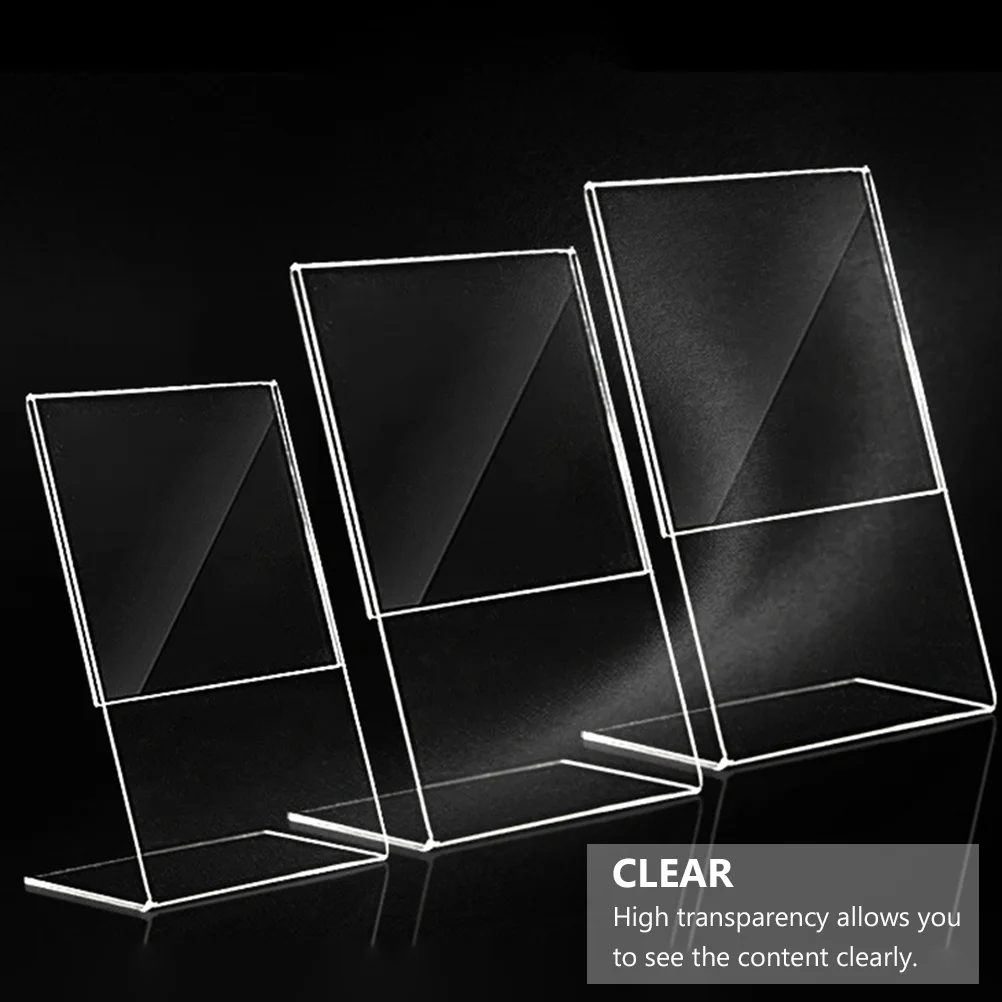 

Desktop Menu Storage Rack 3Pcs Acrylic Sign Holder Versatile Display Stand for QR Code Payment Card Clear Table Platform Frame