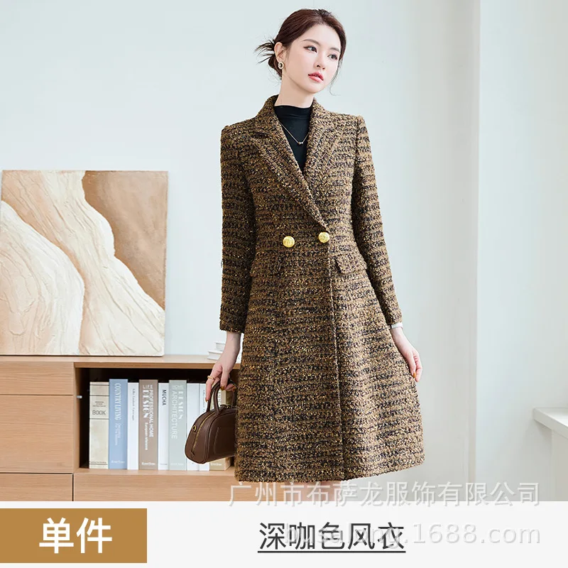 2025Bussalon معطف المرأة الجديدة الكورية نمط المهنية منتصف طول دعوى طوق خندق معطف Workwear2616 #5